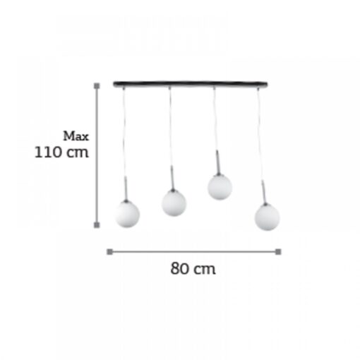 InLight Κρεμαστό φωτιστικό από χρώμιο μέταλλο και λευκή οπαλίνα (4515-4 ΡΑΓΑ)