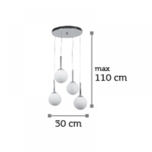 InLight Κρεμαστό φωτιστικό από χρώμιο μέταλλο και λευκή οπαλίνα (4515-4 ΡΟΖΕΤΑ)