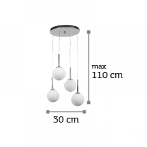 InLight Κρεμαστό φωτιστικό από χρώμιο μέταλλο και λευκή οπαλίνα (4515-4 ΡΟΖΕΤΑ)