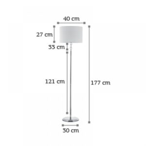 InLight Επιδαπέδιο φωτιστικό από χρώμιο μέταλλο κρύσταλλο και υφασμάτινο καπέλο (45360-Χρώμιο)