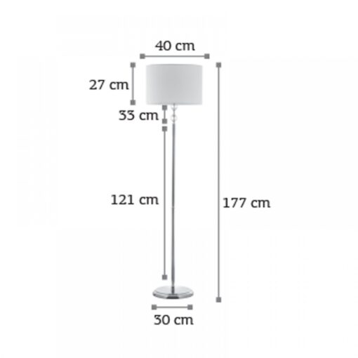 InLight Επιδαπέδιο φωτιστικό από χρώμιο μέταλλο κρύσταλλο και υφασμάτινο καπέλο (45360-Χρώμιο)