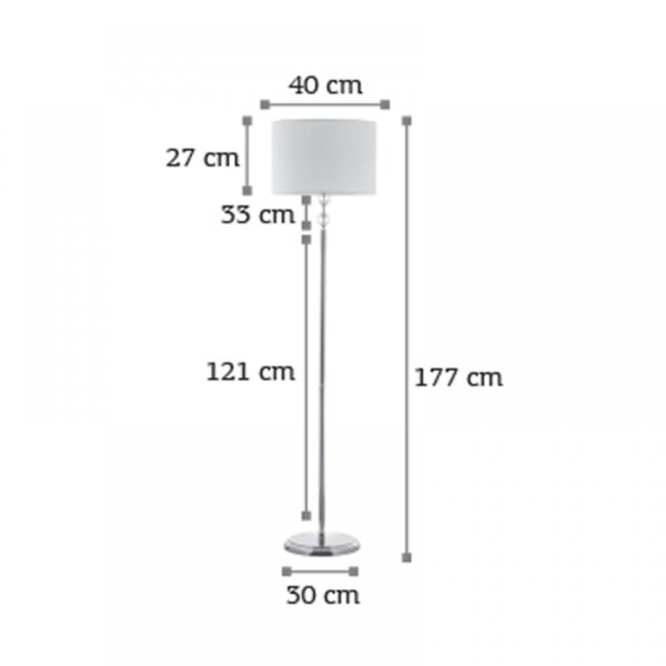 InLight Επιδαπέδιο φωτιστικό από χρώμιο μέταλλο κρύσταλλο και υφασμάτινο καπέλο (45360-Χρώμιο)