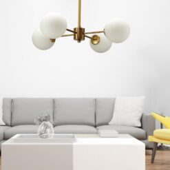 InLight Φωτιστικό Οροφής από χρυσό ματ μέταλλο και λευκή οπαλίνα 4XG9 D:45cm (5015-4)