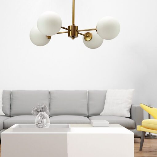 InLight Φωτιστικό Οροφής από χρυσό ματ μέταλλο και λευκή οπαλίνα 4XG9 D:45cm (5015-4)