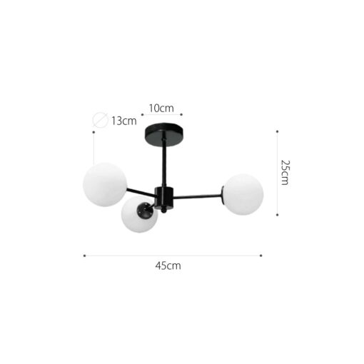 InLight Φωτιστικό Οροφής από μαύρο μέταλλο και λευκή οπαλίνα 3XG9 D:45cm (5016-3)
