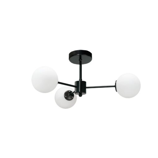 InLight Φωτιστικό Οροφής από μαύρο μέταλλο και λευκή οπαλίνα 3XG9 D:45cm (5016-3)