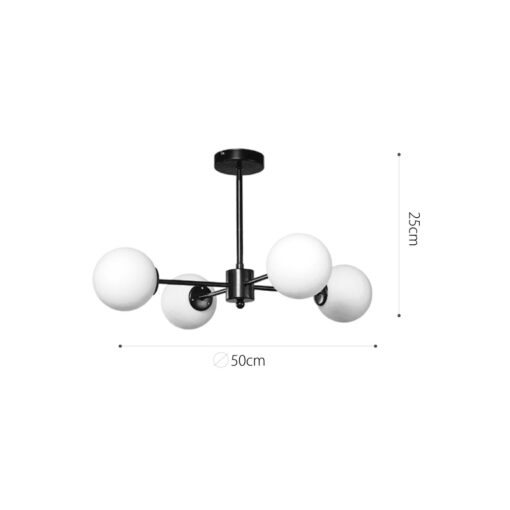 InLight Φωτιστικό Οροφής από μαύρο μέταλλο και λευκή οπαλίνα 4XG9 D:50cm (5016-4)