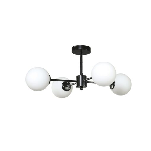 InLight Φωτιστικό Οροφής από μαύρο μέταλλο και λευκή οπαλίνα 4XG9 D:50cm (5016-4)