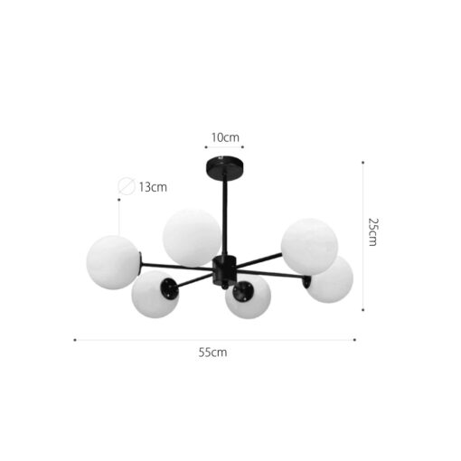InLight Φωτιστικό Οροφής από μαύρο μέταλλο και λευκή οπαλίνα 6XG9 D:55cm (5016-6)