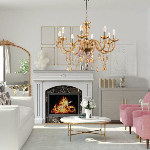 InLight Κρεμαστό φωτιστικό από μελί γυαλί και κρύσταλλα (5314-6-AMBER)