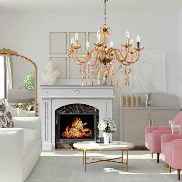 InLight Κρεμαστό φωτιστικό από μελί γυαλί και κρύσταλλα (5314-6-AMBER)