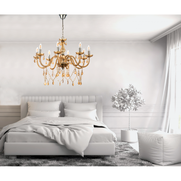 InLight Κρεμαστό φωτιστικό από μελί γυαλί και κρύσταλλα (5314-8-AMBER)