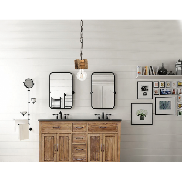 InLight Κρεμαστό φωτιστικό από ξύλο και σχοινί 1XE27 D:10cm (5318-1)