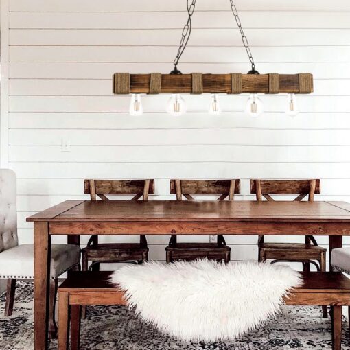 InLight Κρεμαστό φωτιστικό από ξύλο και σχοινί (5318-5)