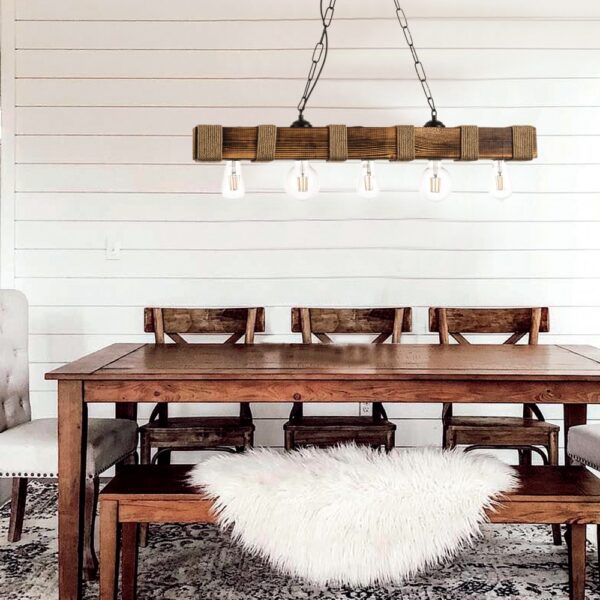 InLight Κρεμαστό φωτιστικό από ξύλο και σχοινί (5318-5)