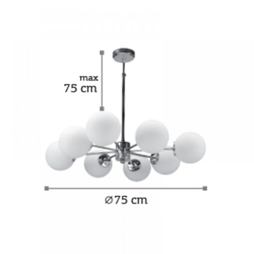 InLight Κρεμαστό φωτιστικό από χρώμιο μέταλλο και λευκή οπαλίνα (5321-8)