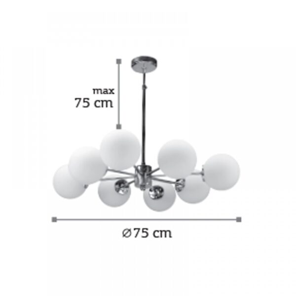 InLight Κρεμαστό φωτιστικό από χρώμιο μέταλλο και λευκή οπαλίνα (5321-8)