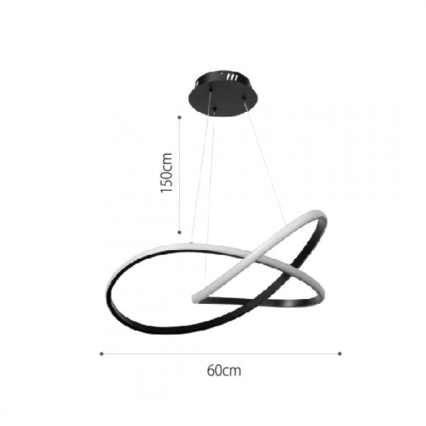 InLight Κρεμαστό φωτιστικό LED 48W 3CCT (by switch on base) σε χρώμιο D:60cm (6082-CH)