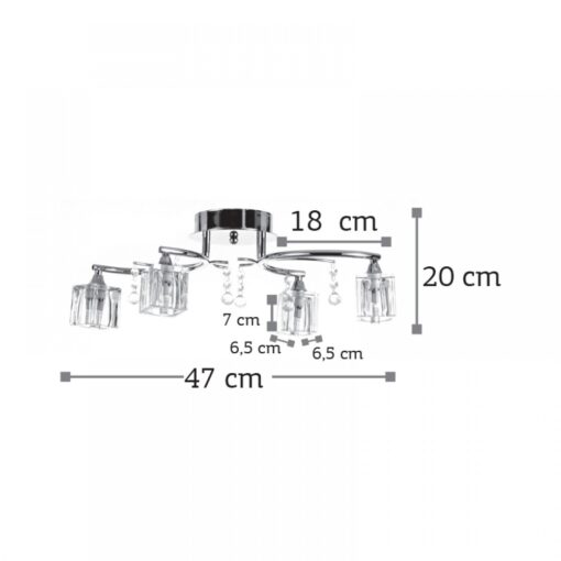 InLight Φωτιστικό οροφής από χρώμιο μέταλλο και κρύσταλλα (6120-4)