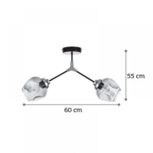 InLight Κρεμαστό φωτιστικό από μαύρο μέταλλο και διάφανο γυαλί (6129-2-GL)