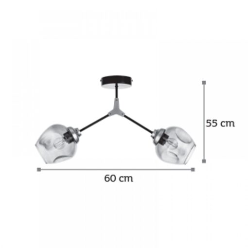 InLight Κρεμαστό φωτιστικό από μαύρο μέταλλο και διάφανο γυαλί (6129-2-GL)