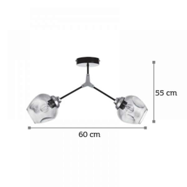 InLight Κρεμαστό φωτιστικό από μαύρο μέταλλο και διάφανο γυαλί (6129-2-GL)