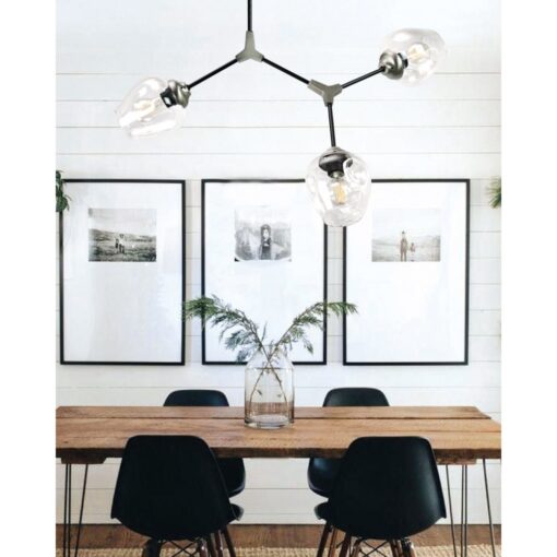 InLight Κρεμαστό φωτιστικό από μαύρο μέταλλο και διάφανο γυαλί (6129-3-GL)