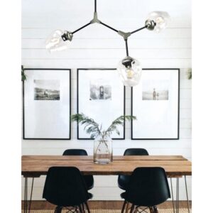 InLight Κρεμαστό φωτιστικό από μαύρο μέταλλο και διάφανο γυαλί (6129-3-ΝΜ)