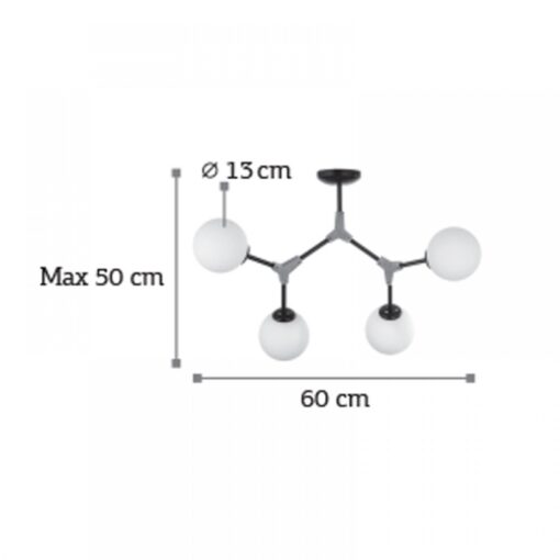 InLight Κρεμαστό φωτιστικό από μαύρο μέταλλο και λευκή οπαλίνα (6167-4-GL)