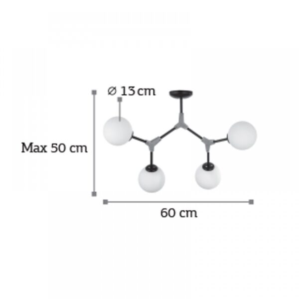 InLight Κρεμαστό φωτιστικό από μαύρο μέταλλο και λευκή οπαλίνα (6167-4-GL)