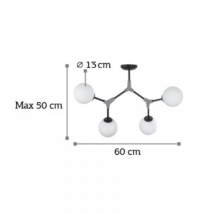 InLight Κρεμαστό φωτιστικό από μαύρο μέταλλο και λευκή οπαλίνα (6167-4-NM)