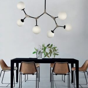 InLight Κρεμαστό φωτιστικό από μαύρο μέταλλο και λευκή οπαλίνα (6167-6-GL)