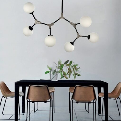 InLight Κρεμαστό φωτιστικό από μαύρο μέταλλο και λευκή οπαλίνα (6167-6-GL)