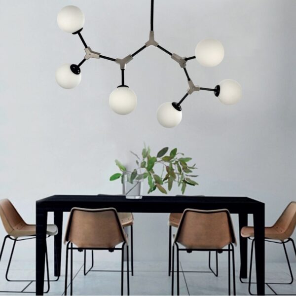 InLight Κρεμαστό φωτιστικό από μαύρο μέταλλο και λευκή οπαλίνα (6167-6-NM)