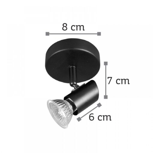InLight Επιτοίχιο σποτ από μέταλλο σε μαύρη απόχρωση (9077-1Φ-Μαύρο)