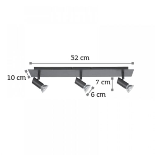 InLight Επιτοίχιο σποτ από μέταλλο σε μαύρη απόχρωση (9078-3Φ-Μαύρο)