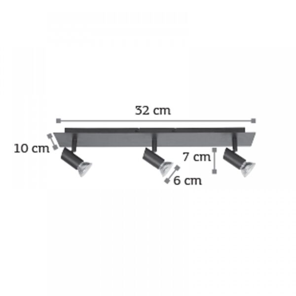 InLight Επιτοίχιο σποτ από μέταλλο σε μαύρη απόχρωση (9078-3Φ-Μαύρο)