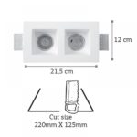InLight Χωνευτό σποτ λευκό από γύψο 2XGU10 IP44 D:21,5cm (Χ0007)