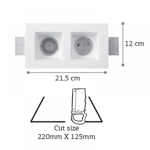 InLight Χωνευτό σποτ λευκό από γύψο 2XGU10 IP44 D:21,5cm (Χ0007)