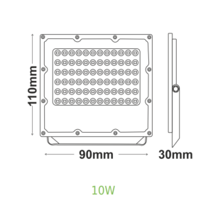 LED Προβολέας 10W ACA Μαύρος 90° 1140lm Αδιάβροχος IP65 100-277V 3000K – J1030