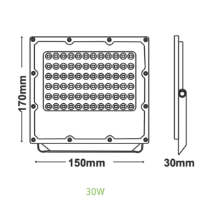 LED Προβολέας 30W ACA Μαύρος 90° 3450lm 100-277V Αδιάβροχος IP65 Θερμό Λευκό 3000K – J3030