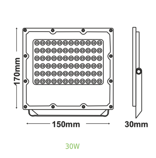 LED Προβολέας 30W ACA Μαύρος 90° 3450lm 100-277V Αδιάβροχος IP65 Θερμό Λευκό 3000K – J3030