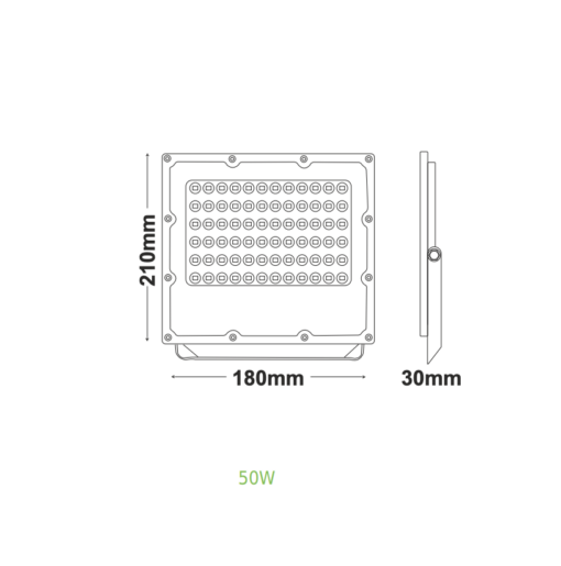 LED Προβολέας 50W ACA Μαύρος 90° 5750lm 100-277V Αδιάβροχος IP65 Θερμό Λευκό 3000K – J5030