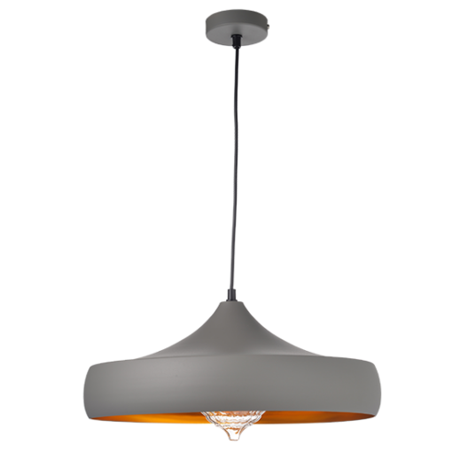 ACA DECOR   – Κρεμαστό Φωτιστικό 1ΧΕ27 Μεταλλικό Γκρι/Χρυσό Φ46ΧΗ123cm