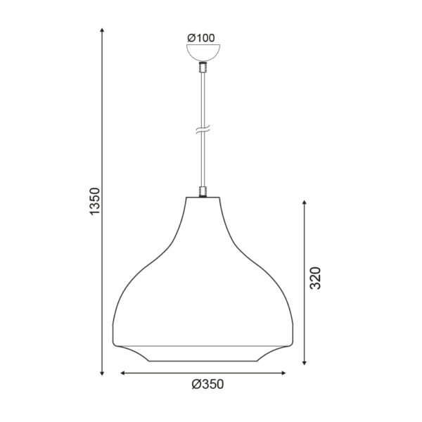 Κρεμαστό Φωτιστικό 1ΧΕ27 Μεταλλικό Χρυσό Γραφίτη Φ350 ACA DECOR   – KS080335GT