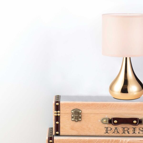 Πορτατίφ Με Διακόπτη Αφής 1ΧΕ14 Μεταλλικό Παλ Ροζ + Ορείχαλκος ACA DECOR – KS1178T1PG