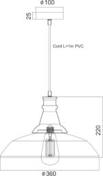 Καμπάνα Μεταλλική Μάυρη Φ360 1ΧE27 ACA DECOR   – KS1290P36T1BK