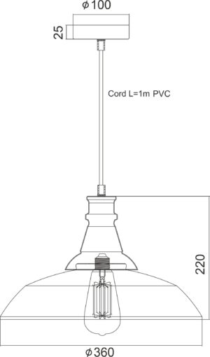 Καμπάνα Μεταλλική Μάυρη Φ360 1ΧE27 ACA DECOR   – KS1290P36T1BK