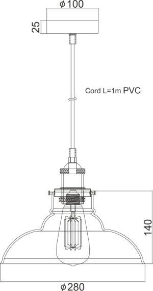 Κρεμαστό Φωτιστικό Καμπάνα 1ΧΕ27 Κεχριμπάρι Γυαλί Φ280 ACA DECOR – KS1295PAM1BK