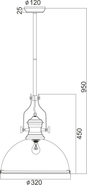 Κρεμαστο Φωτιστικό 1ΧΕ27 Καμπάνα Μέταλλο + Γυαλί Μαύρο ACA DECOR   – KS1300P311BK